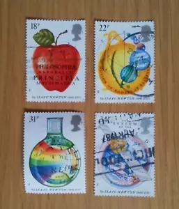 Complete GB used stamp set: 1987 Isaac Newton's Principia Mathematica - Picture 1 of 1