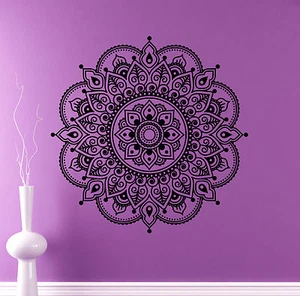 Mandala Wall Vinyl Decal India Henna Flower Vinyl Sticker Abstract Home Decor 4 - Picture 1 of 2