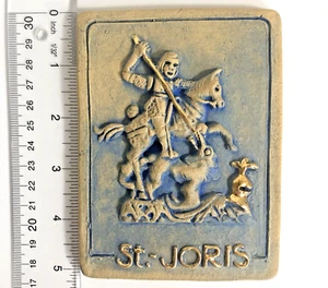 Jean-Claud Vanhaecke, signierte Terrakotta Fliese, St. Joris (George) & Drache 50er+ - Bild 1 von 13