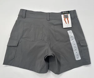 Eddie Bauer Cargo Pocket Shorts Womens 4 Gray Stretch Hiking Lightweight 5" NEW - Picture 1 of 10