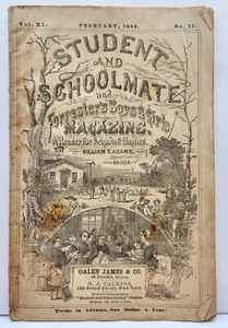 1862 Student & Schoolmate Forrester's Boys & Girls Magazine Galen James & Co. C7 - Picture 1 of 10