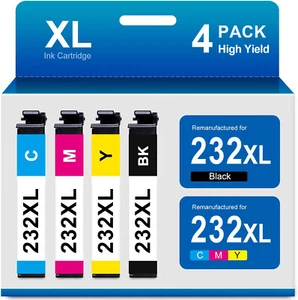 232XL Black Color Ink Cartridge compatible with Epson WorkForce WF-2950 XP-4205 - Picture 1 of 11