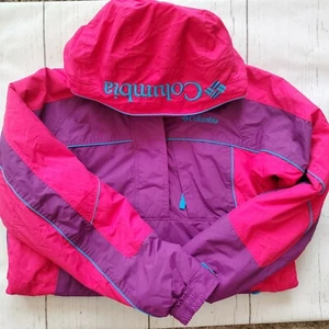 Columbia Ski Jacket Neon Pink Purple Color Blocking Vintage Spellout - Photo 1/7