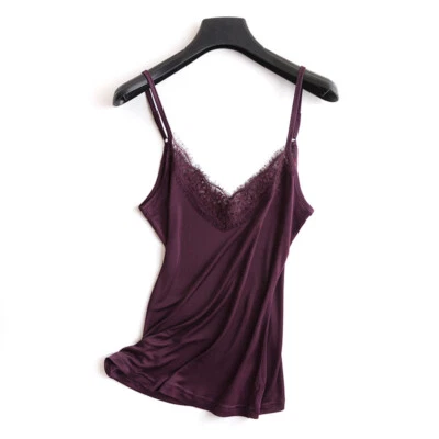 Women's Silk Camisole Mulberry Silk Tank Tops & Ladies Cami Top with Lace Trims - Image 1 of 4