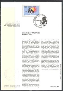 FRANCE 1992, EARLY MAN OF TAUTAVEL, Scott 2296 on POST OFFICE PRESENTATION PANEL - Picture 1 of 1
