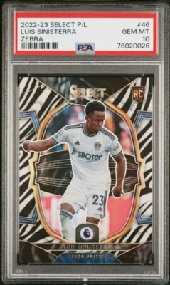 LUIS SINISTERRA 2022 Panini Select EPL Rookie ZEBRA Prizm /25 PSA 10 GEM Pop 1 - Image 1 of 2