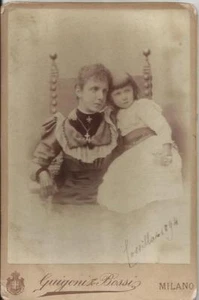 GUIGONI & BOSSI, MILANO : RITRATTO DI DAMA E FIGLIA_ FOTOGRAFIA ORIGINALE _1894 - Picture 1 of 1