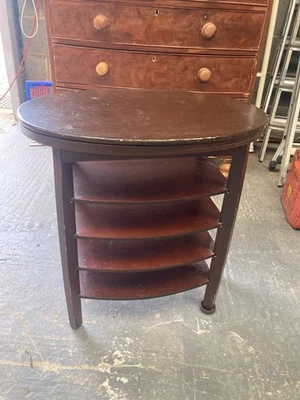 Vintage Style Brown Oval Extending Side End Table with Shelves - Image 1 of 4