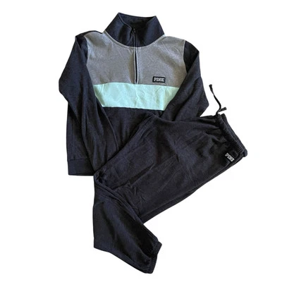 Victoria’s Secret Rosa Cuarto Cremallera Ligero Pullover Jogger Set Talla Mediana Foto 1 de 4