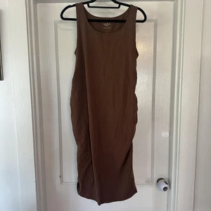 Isabel by Ingrid Maternity Dress Womens Large Sleeveless Tank Midi Ruched Casual - Picture 1 of 7