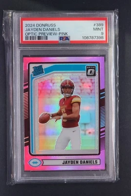 Vista previa óptica Panini Donruss 2024 - rosa #389 Jayden Daniels Rookie RC PSA 9 Foto 1 de 2