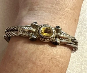 SAMUEL BENHAM BJC Sterling & 14K Yellow Gold Citrine & Amethyst Cuff Bracelet - Picture 1 of 9