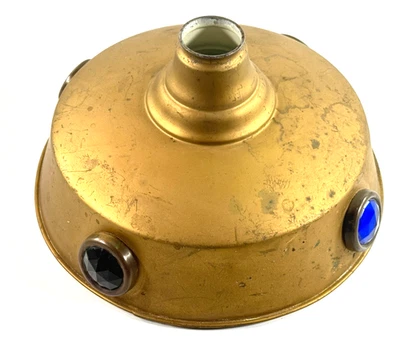 Antique Jeweled Brass Industrial Porcelain Pool Hall Billiards Light Shape jewel - Image 1 of 4