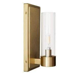 Closmere 5 in Brushed Gold Mid‑Century Wall Sconce Clear Glass Shade - Picture 1 of 7