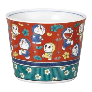 "Doraemon" Soba Choko (Sake Cup), Approx. 8cm, Kutani Ware, Mokume-style, Plum B - Picture 1 of 3