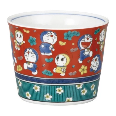 "Doraemon" Soba Choko (Sake Cup), Approx. 8cm, Kutani Ware, Mokume-style, Plum B - Image 1 of 3