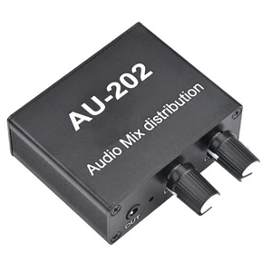 AU-202 Stereo-Mixer mit 2 EingäNgen und 2 AusgäNgen, Audioverteiler für Kop6361 - Bild 1 von 6