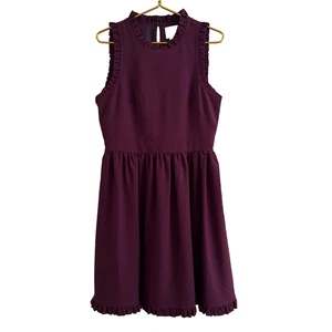 Kate Spade New York burgunderrot weinrot ärmelloses Kleid Rüschenbesatz Damengröße 10 - Bild 1 von 16