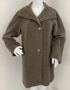 Vintage Max Mara USA 4 / UK AU 6 Light Brown Pure Wool Coat Jacket Pockets - Bild 1 von 24