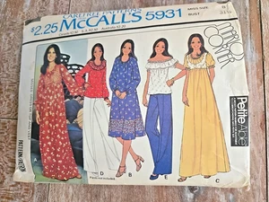 McCall's Sewing Pattern 5931 VTG 70 Marlo Corner Misses Dress Top Vest HOBO Sz 8 - Picture 1 of 3
