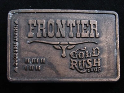 RF03111 HEBILLA DE CINTURÓN DE JUEGO DE CASINO VINTAGE AÑOS 70 **FRONTIER GOLD RUSH CLUB** Foto 1 de 2