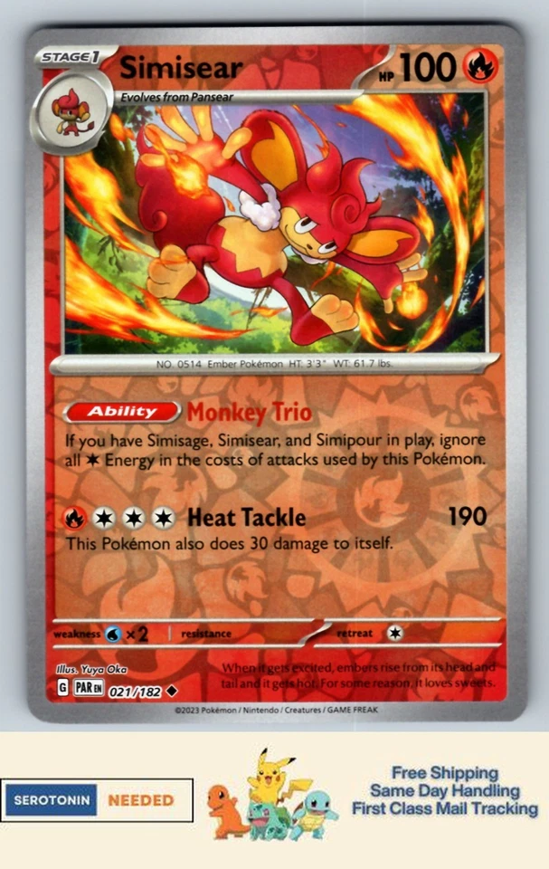 Simisear - #021/182 - SV04: Paradox Rift - Pokemon TCG - Image 1 of 2
