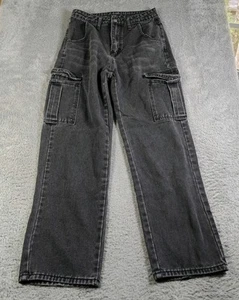 Y2K VTG Denim Cargo Jeans Sz 28x28 Skater Baggy Grunge Unbranded - Picture 1 of 4
