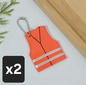 2x reflektierende PVC Sicherheitsweste Schlüsselanhänger Nachtsichtbarkeit Schlüsselanhänger Etiketten orange - Bild 1 von 3