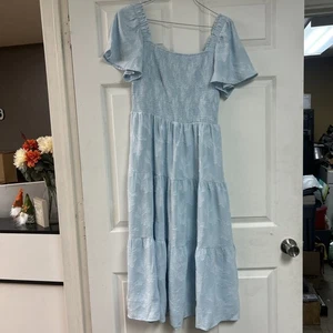 Zesica Light Blue Floral Pattern Maxi Dress Size Large - Picture 1 of 8