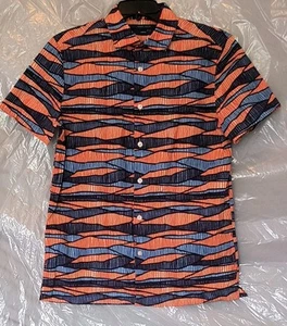 Camisa Perry Ellis Manga Corta Abotonada Calce Ajustado Elástica - Gráfico Pequeño - Imagen 1 de 11