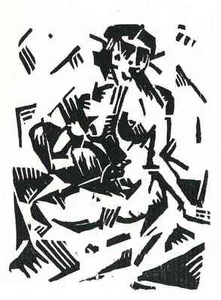 Heinrich RICHTER - SITZENDER MÄDCHENAKT 1916 Original-Holzschnitt - Picture 1 of 1