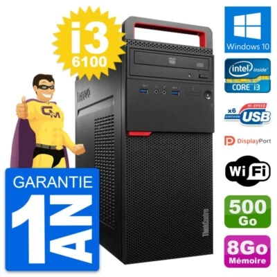 Pc Tour Lenovo M700 Intel Core I3-6100 Ram 8Go Disque Duro 500Go Windows 10 Wifi - Imagen 1 de 4