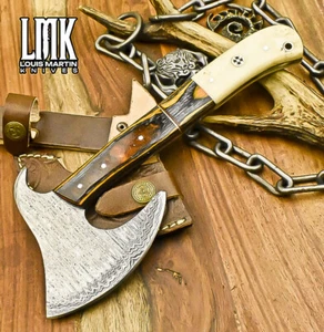LMK Handmade Clever Chopper Axe Knife Ladder Damascus Bone Sports - Picture 1 of 9