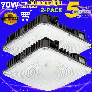 2PCS 70Watt cETL DLC LED Canopy Light Carport Driveway Gas Station Ceiling Light - Picture 1 of 12