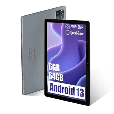 Tablet 10 Pulgadas Android 13 6GB+64GB Cuatro Núcleos 1280×800 HD+IPS Pantalla WiFi BT Foto 1 de 4