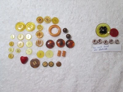 Old Bakelite Sewing Buttons Lot Apple Juice Root Beer And Other Miscellaneous - Image 1 of 4