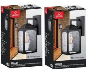 Globe Electric 44216 Miller Outdoor 1-Light Downlight Wall Sconce Black (2-PACK) - Picture 1 of 3