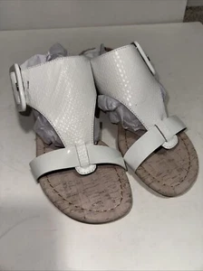 NEU Damen 188 $ Donald J Pliner Ofelia Keilsandalen weiß strukturierte Schnalle - Bild 1 von 6