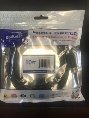 QualGear High-Speed HDMI 2.0 Cable with Ethernet, 10 Feet (QG-CBL-HD20-10FT) - Image 1 of 2