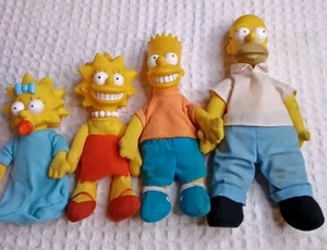 Vtg 1990 THE SIMPSONS Homer, Bart, Lisa & Maggie Vinyl Head Plush Body Figures  - Picture 1 of 7