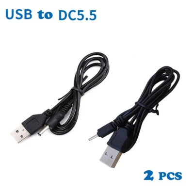2PCS USB To DC 5.5mm x 2.1mm Plug DC Power Supply Socket Cable Cord For Lamp Toy - Image 1 of 4