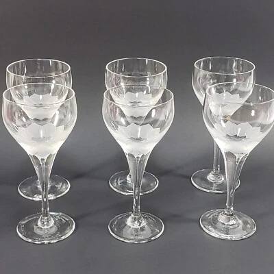 Vintage Rosenthal Crystal Glasses Lotus Etched Liqueur Cordial Set 6 Holidays - Image 1 of 4