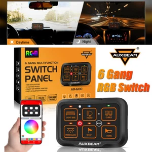AUXBEAM 6 Gang AR-600 RGB Switch Panel bluetooth Multifunction For Jeep Wrangler - Picture 1 of 12