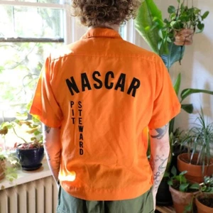 Nascar Bowling Shirt Orange Button Up Short Sleeve Versatile Grunge Skater, Sz M - Picture 1 of 7