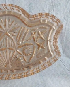 Vintage rosa Glas Waschtisch Tablett Art Deco geschliffenes Glas  - Bild 1 von 6