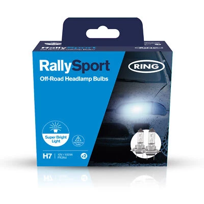 Ring RallySport 100W Halogen Off-Road / Motorsport Headlamp H7 Bulbs, Pack Of 2 - Image 1 of 2