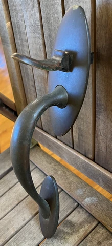 Vintage Brass Front Door Handle Pull with Thumb Latch Large 10.5" 1.5 LB Cover