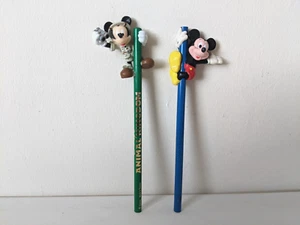 Vintage 90s Disneyworld / Animal Kingdom / Mickey Mouse Pencils + Pencil Toppers - Picture 1 of 12