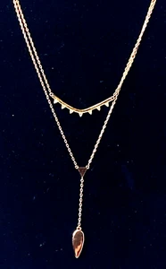 Stella & Dot Tiered Lariat Rose Gold Tone Adjustable Necklace 2 in 1 Crystal - Picture 1 of 9