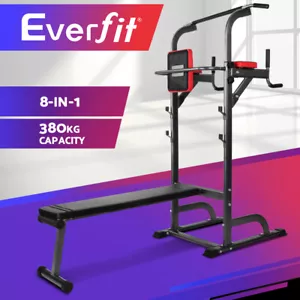 Everfit Weight Bench Chin Up Bar Bench Press Gym Equipment Fitness Bench - Picture 1 of 11